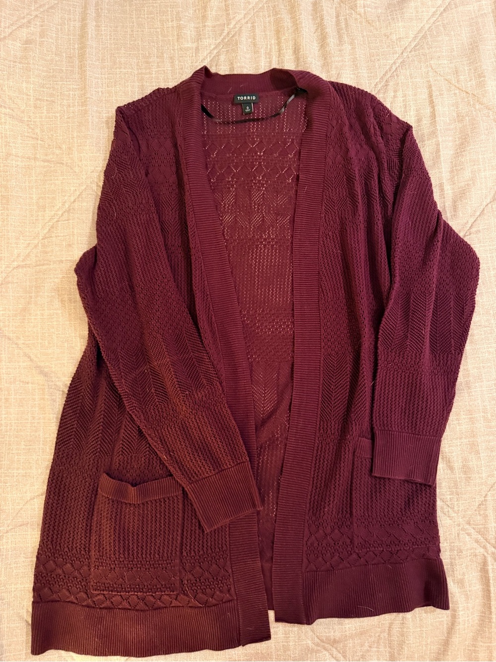 Torrid Burgundy Open-Front Knit Cardigan
